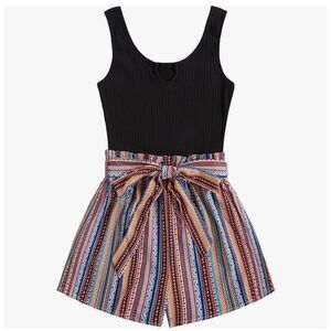 NEW SHENHE Sleeveless Tropical Print Shorts Tank Romper XL NO BELT